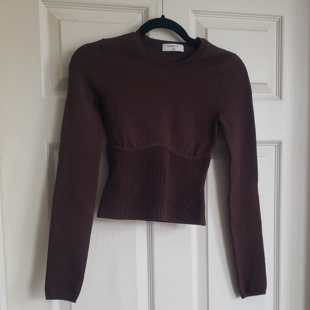 Babaton Deep Brown Long Sleeve Top
